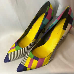Nine West Womens Size 7.5 Starship D’orsay Multicolor Pointed Toe Satin